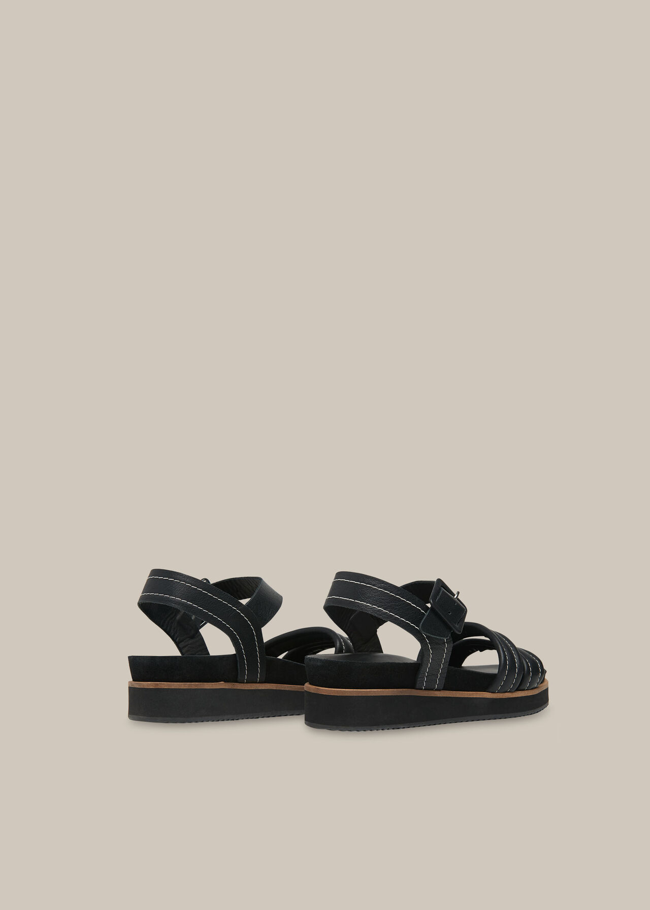 Koby Contrast Stitch Sandal Black