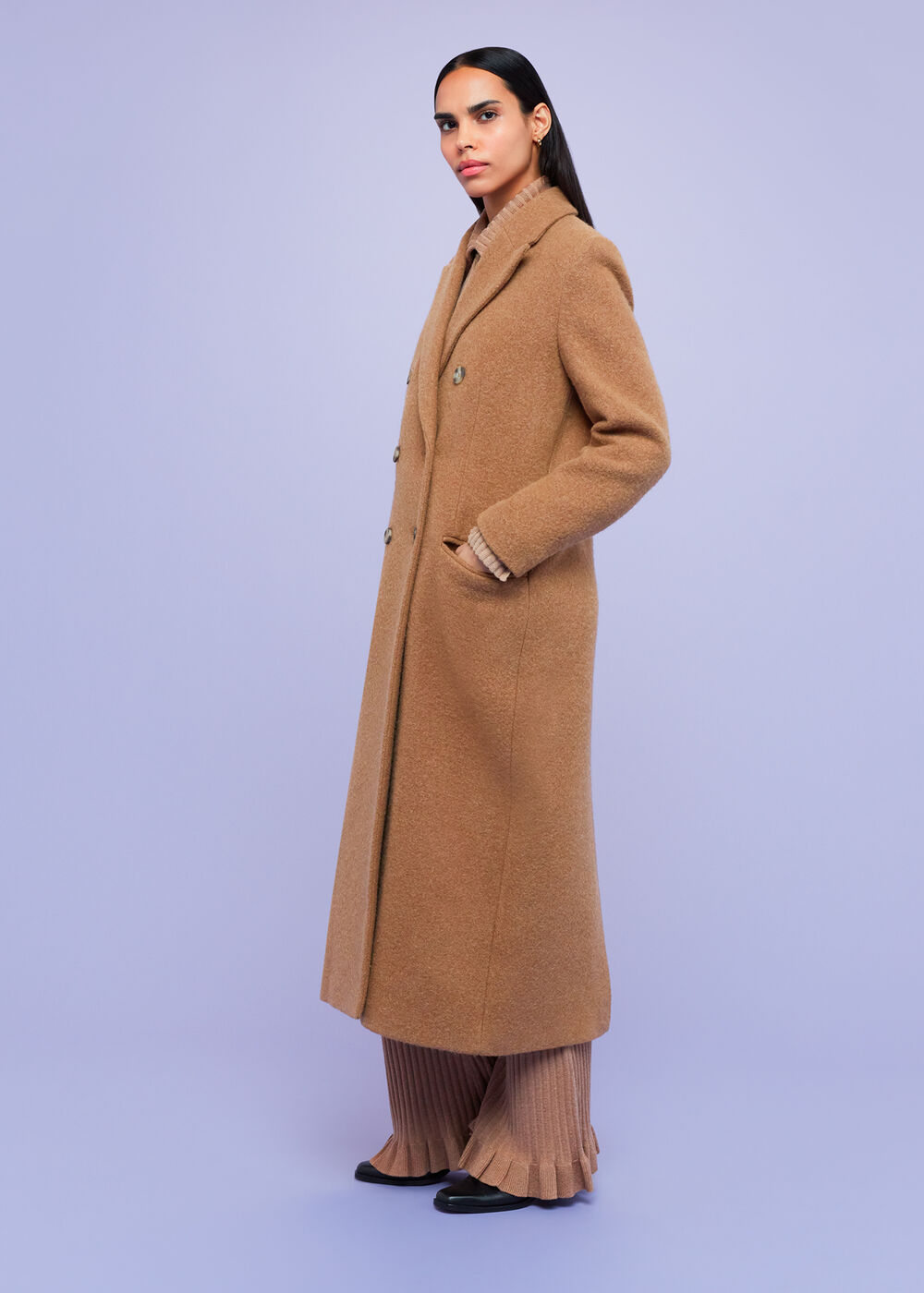 Textured Wool Blend Coat