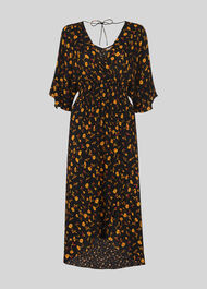 Aster Floral Wrap Dress Black/Multi