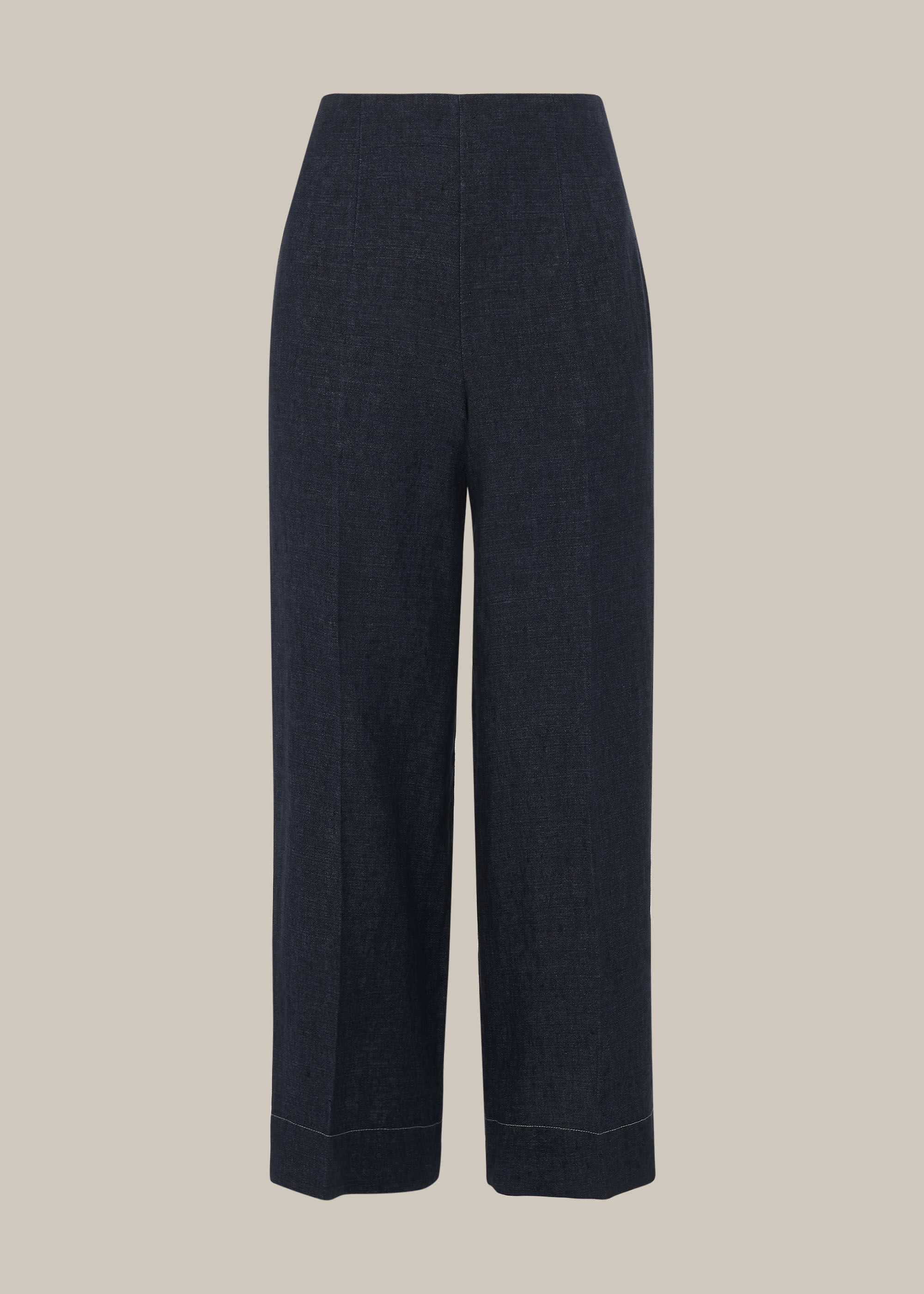 Indigo Linen Cropped Trouser