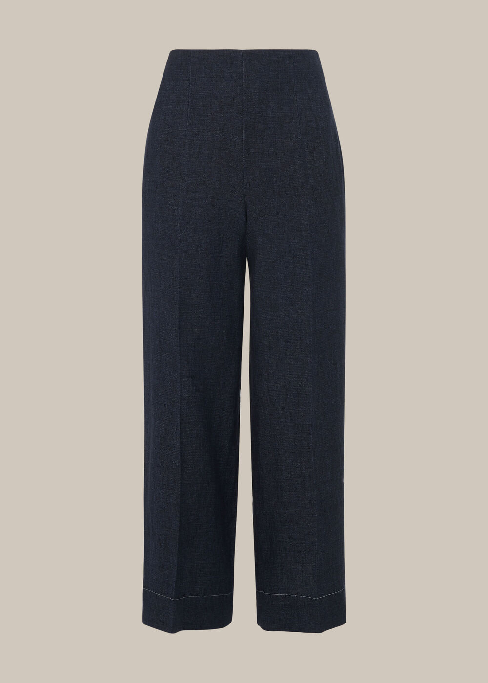 Indigo Linen Cropped Trouser Navy
