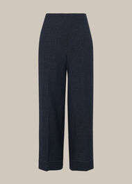 Indigo Linen Cropped Trouser Navy