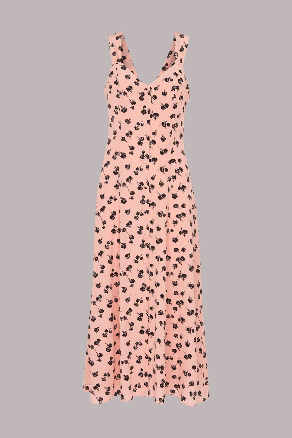 Pink Scattered Carnation Midi Dress
