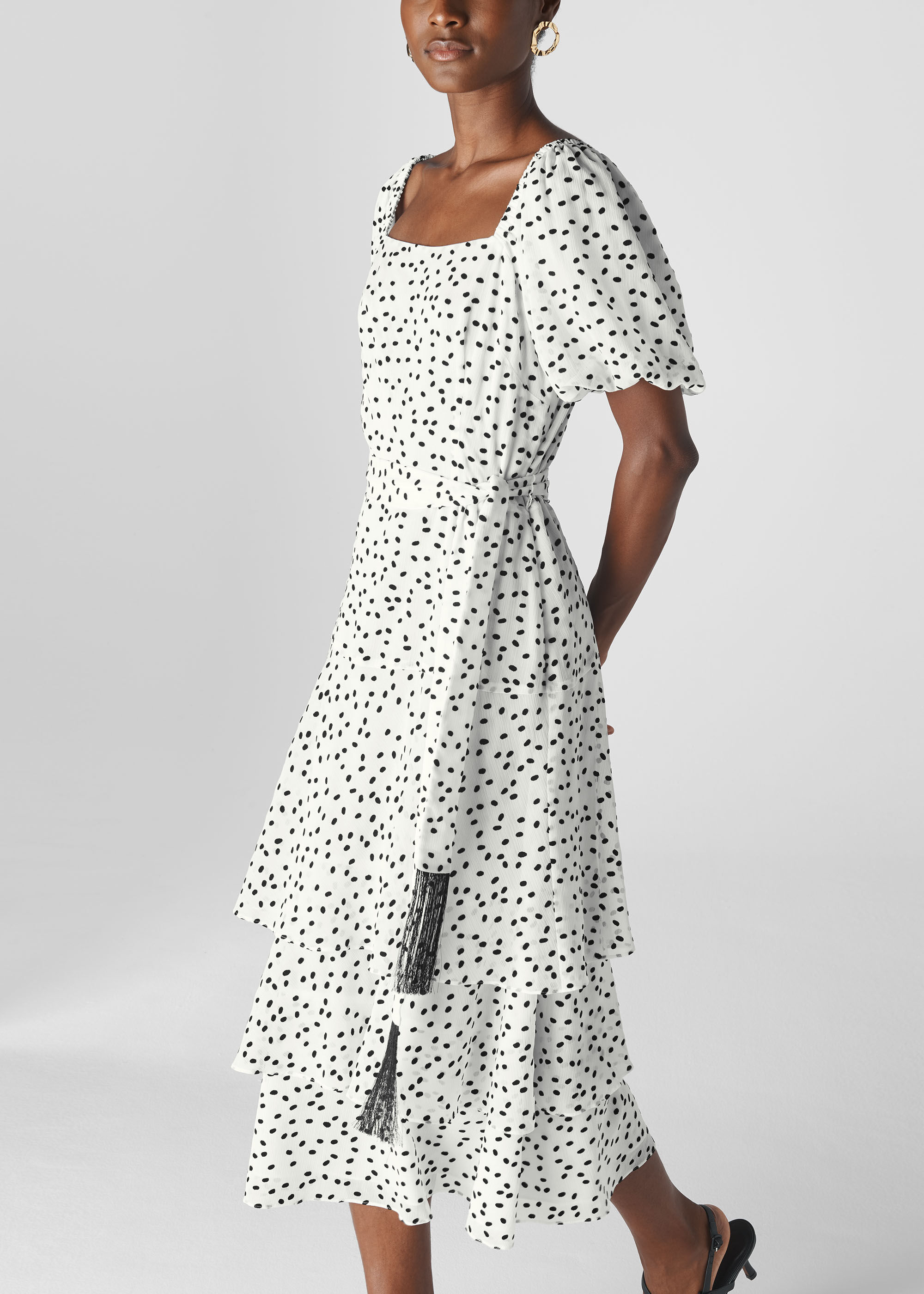 Whistles black best sale and white dress