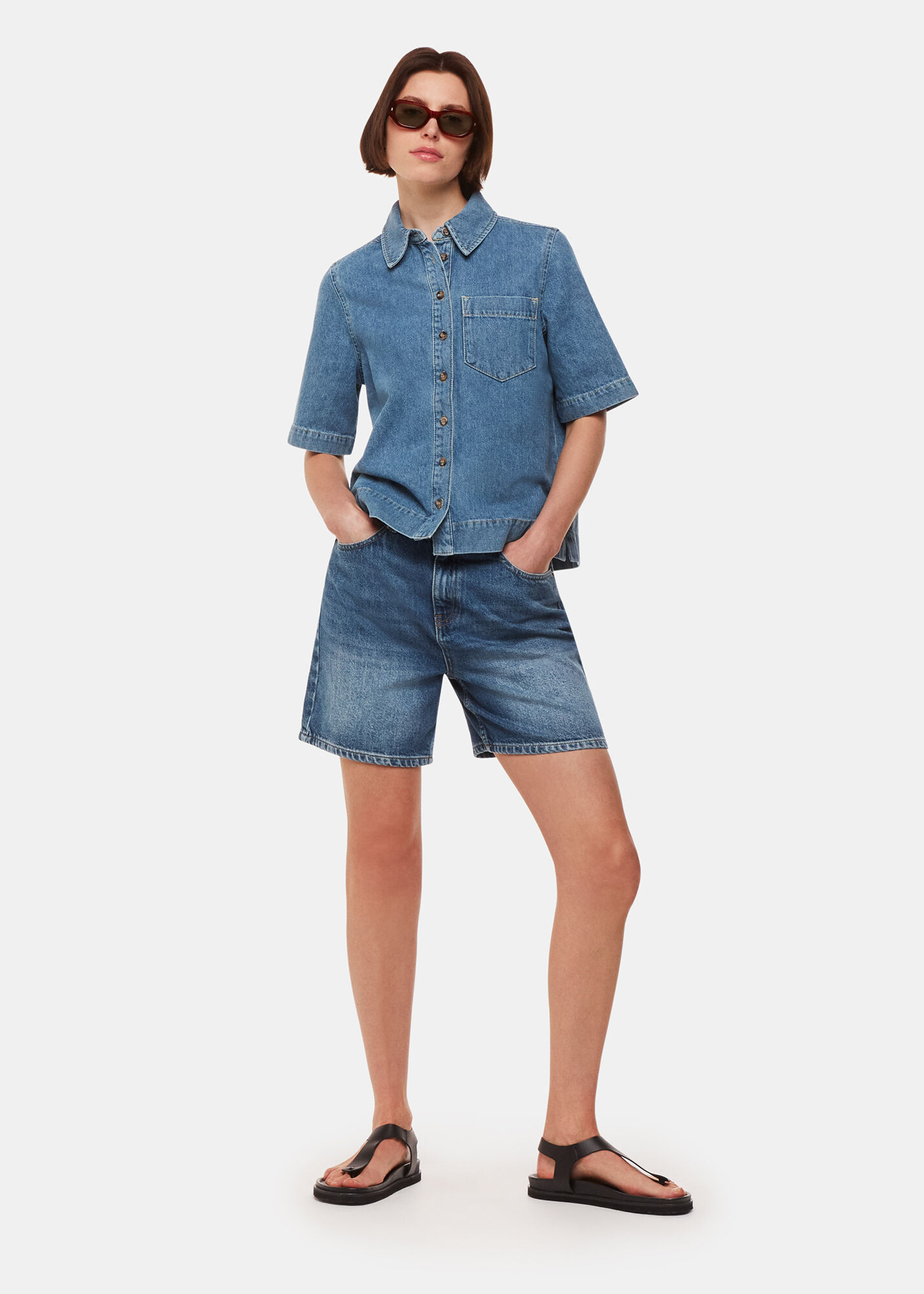 【国内配送】 Sleeve Short Jade Denim Denim | US Whistles | WHISTLES | Shirt トップス