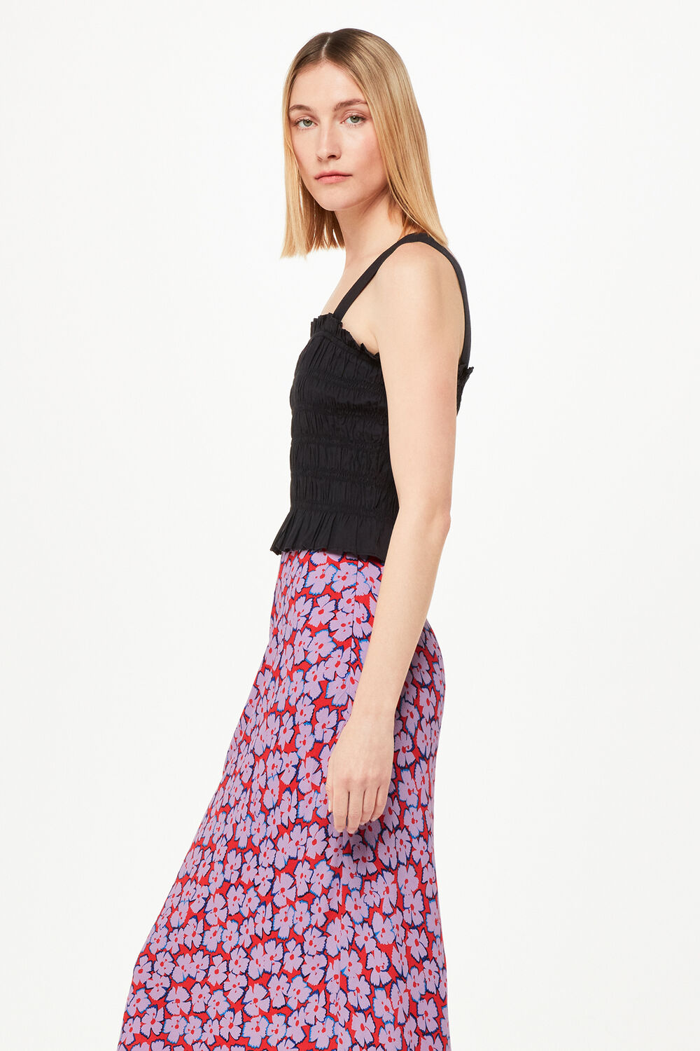 Multicolour Farfalle Print Bias Cut Skirt