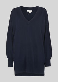 Relaxed Merino V Neck Knit Navy