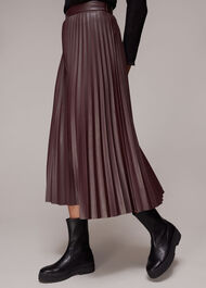 Pleat PU Leather Skirt
