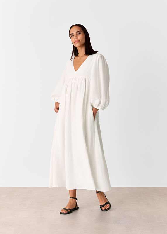 Ivory Gloria Linen Blend Dress