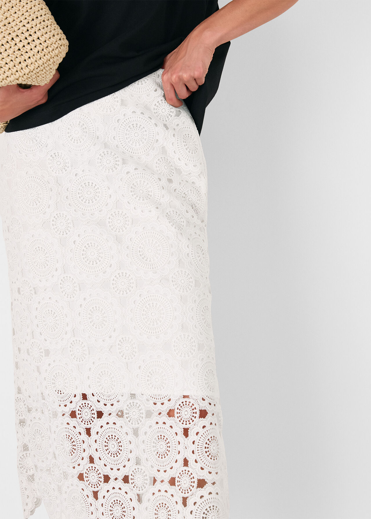 Lace Column Midi Skirt