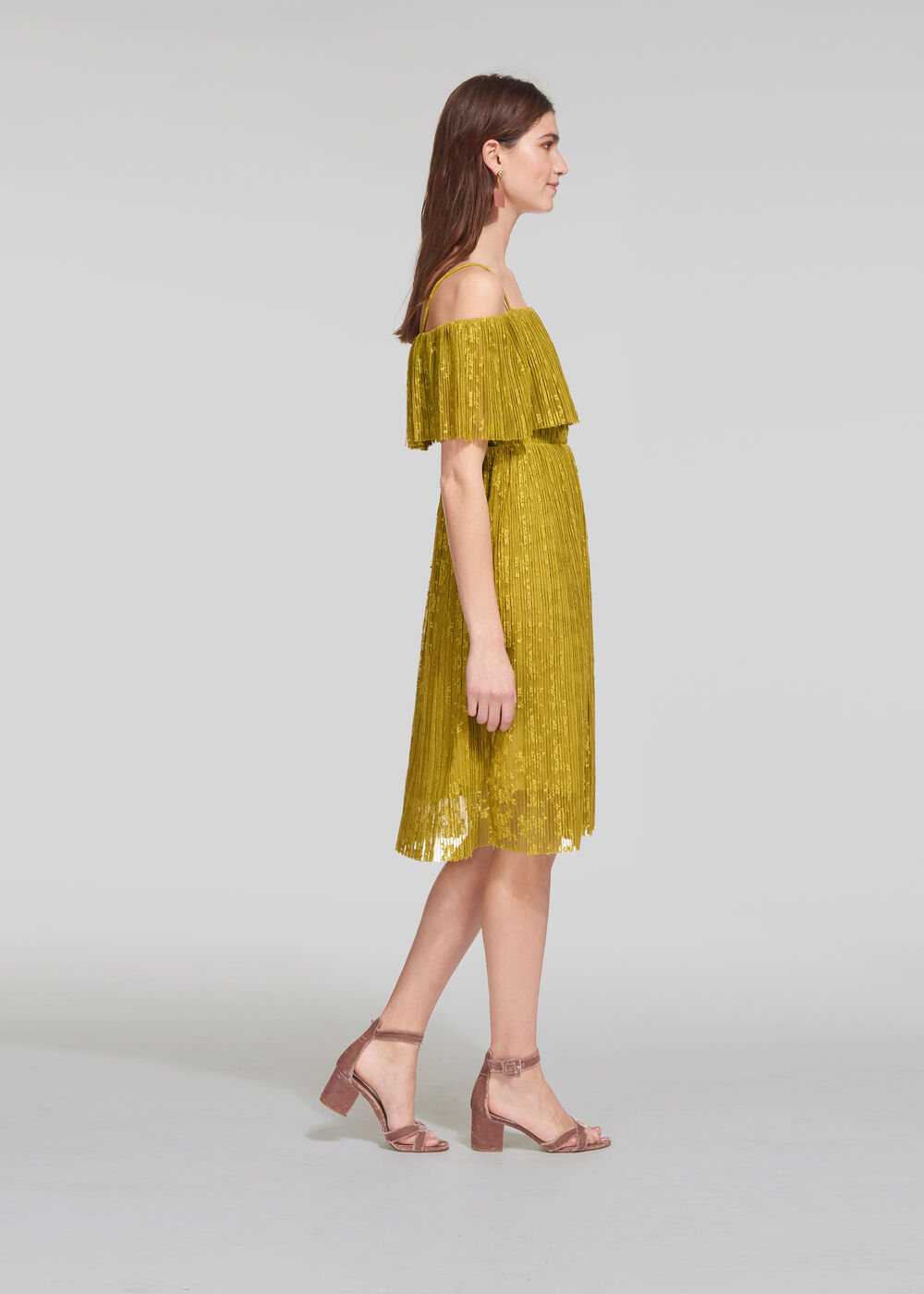 Off Shoulder Pleated Dress