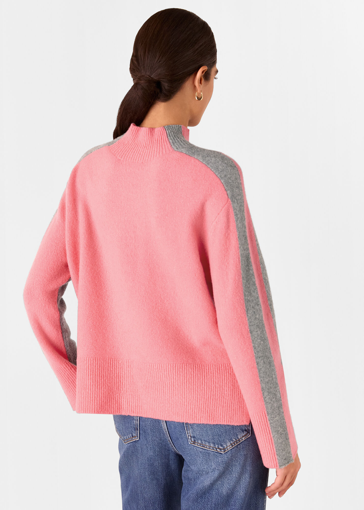 Women's Gray & Pink Color Block Wool Mix Sweater | Whistles US |