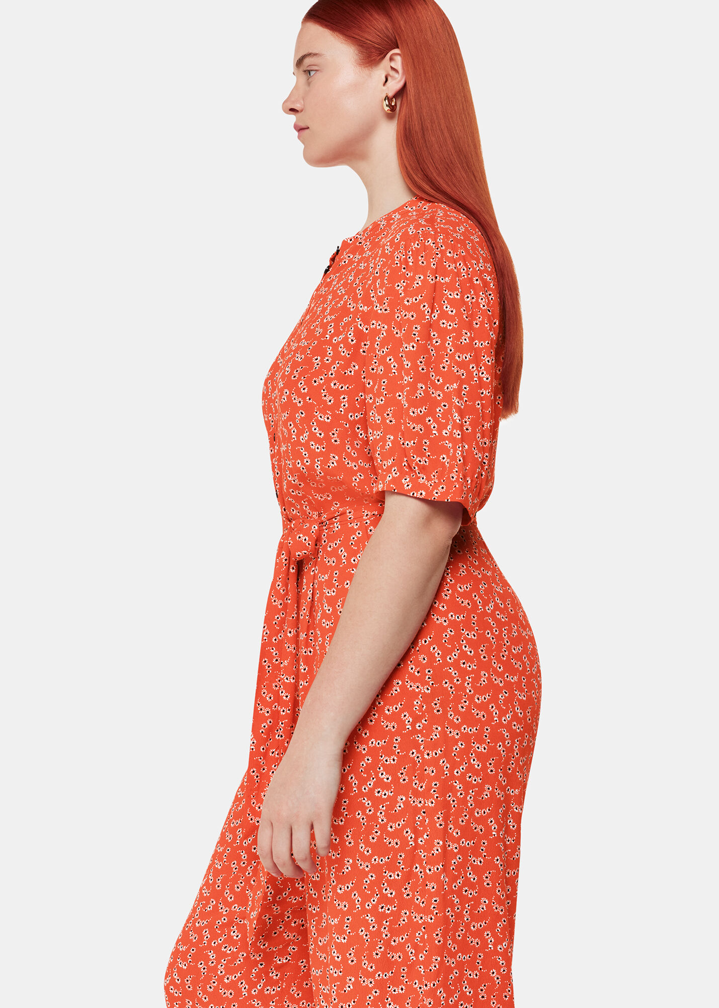 Whistles micro floral tie cuff dress top