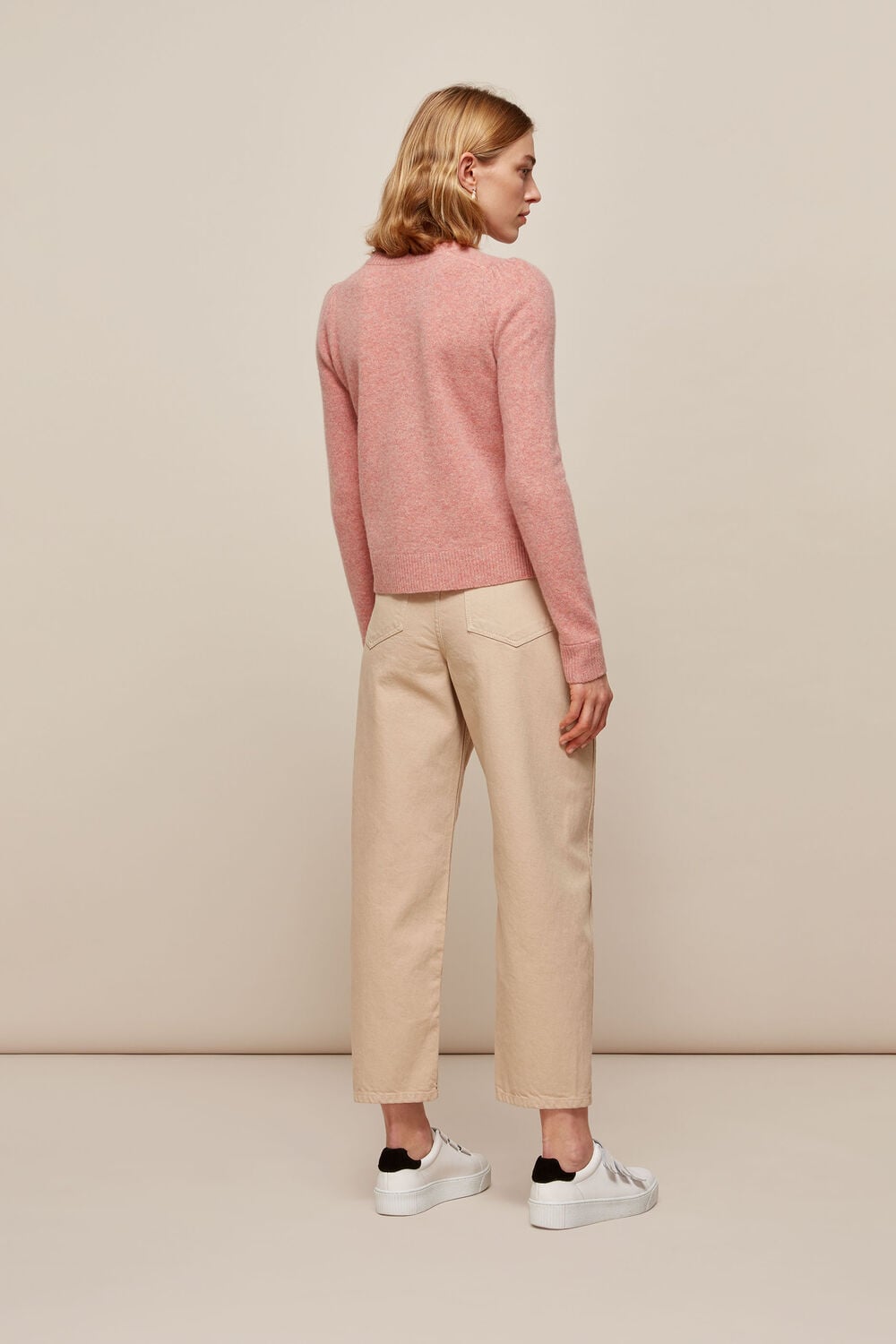 Puff Sleeve Merino Wool Knit Pale Pink