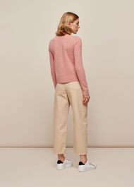 Puff Sleeve Merino Wool Knit Pale Pink