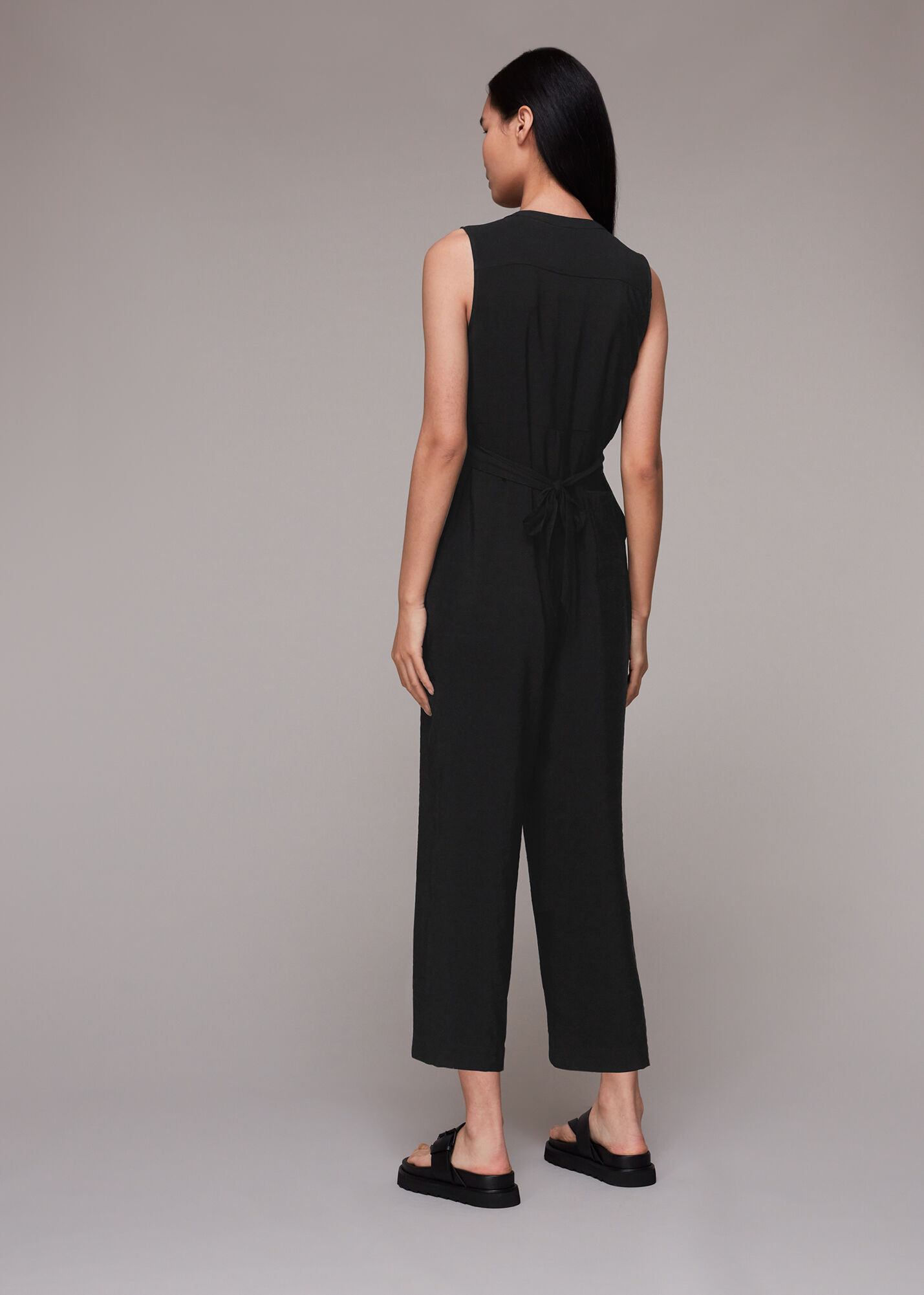 Black Sleeveless Zip Front Jumpsuit | Whistles US | Whistles