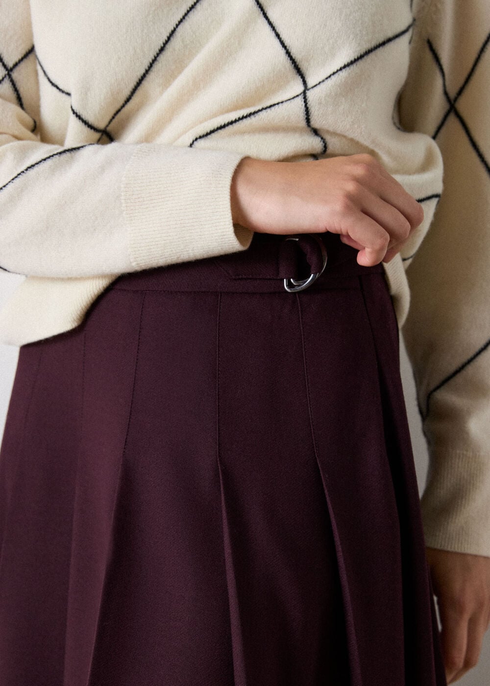 Petite Wool Blend Pleated Kilt Skirt
