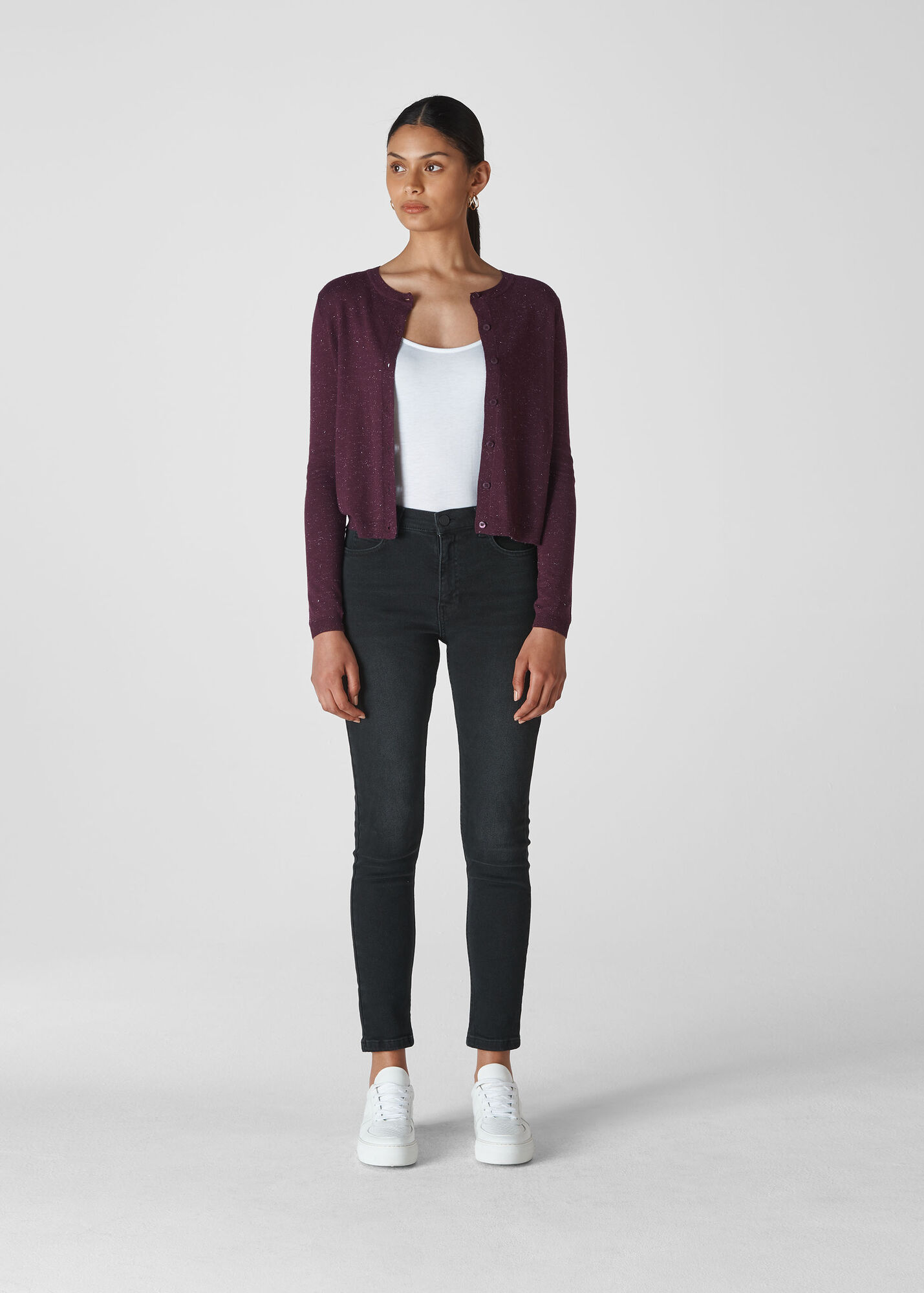 Burgundy Annie Sparkle Cardigan WHISTLES Whistles UK