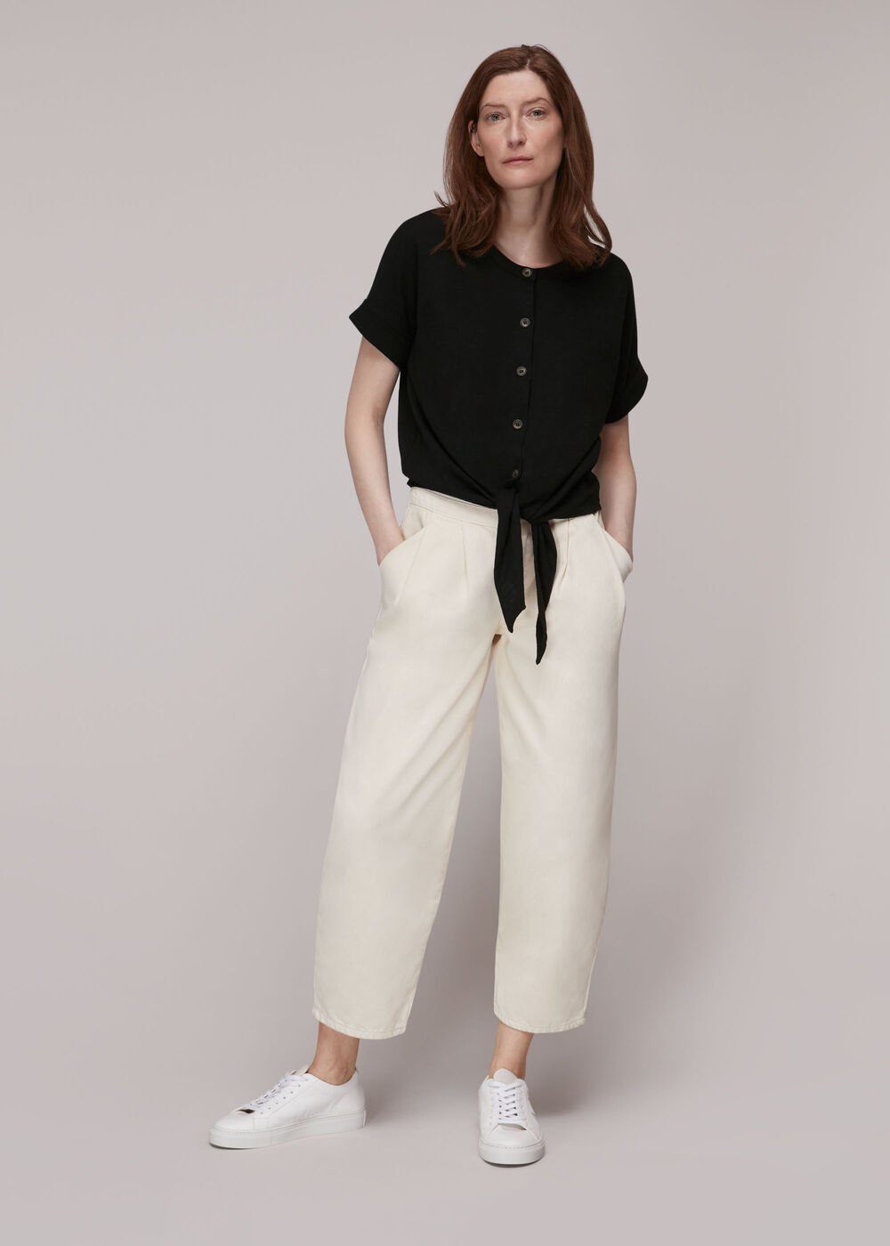 Round Neck Tie Front Tee