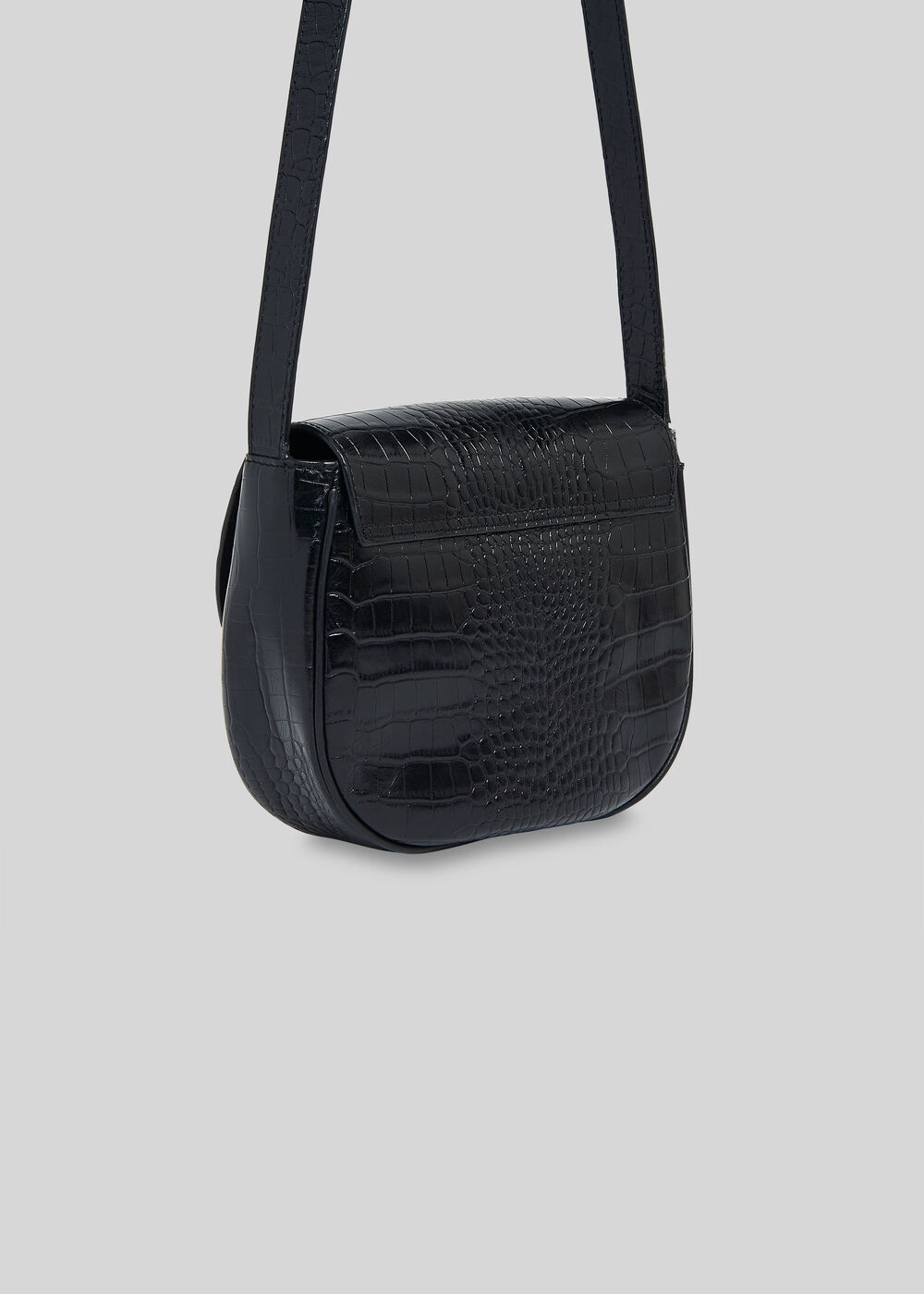 Leon Croc Saddle Bag Black