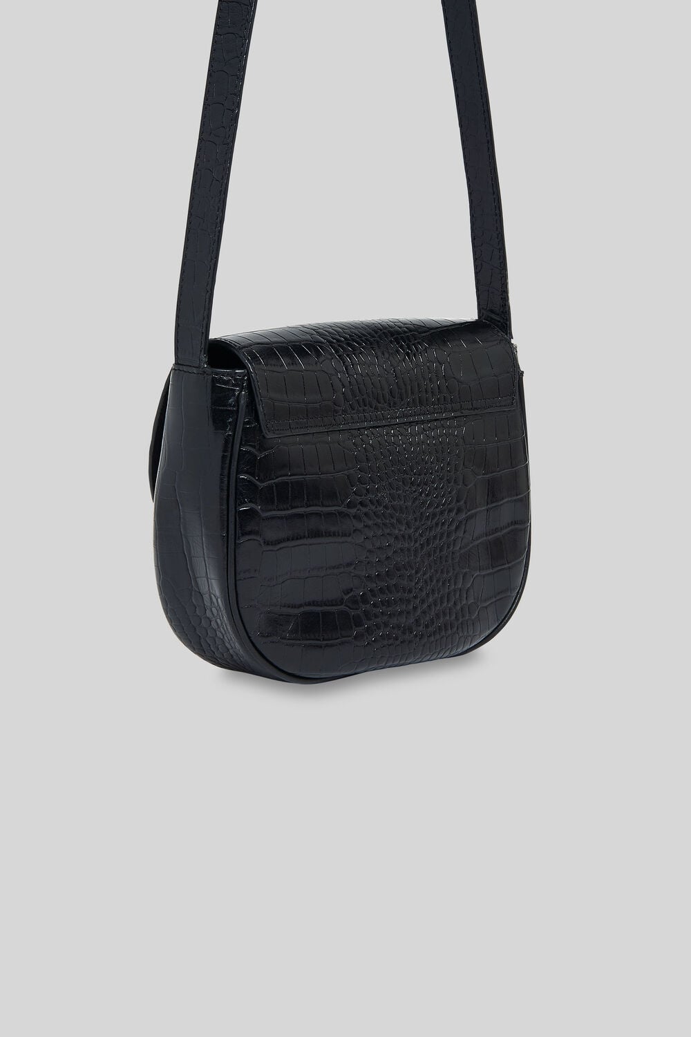 Leon Croc Saddle Bag Black