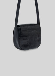 Leon Croc Saddle Bag Black