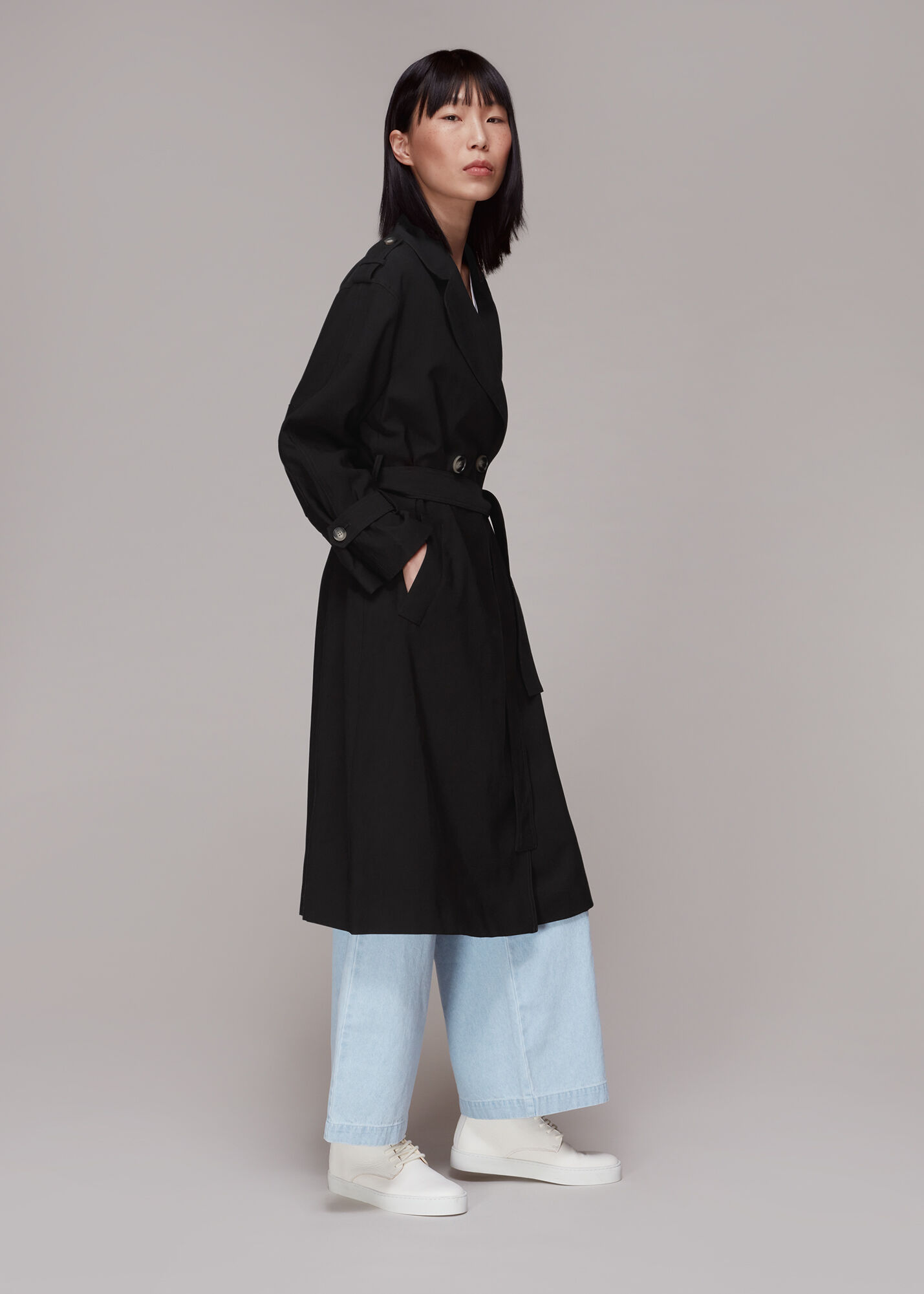 Whistles top black coat