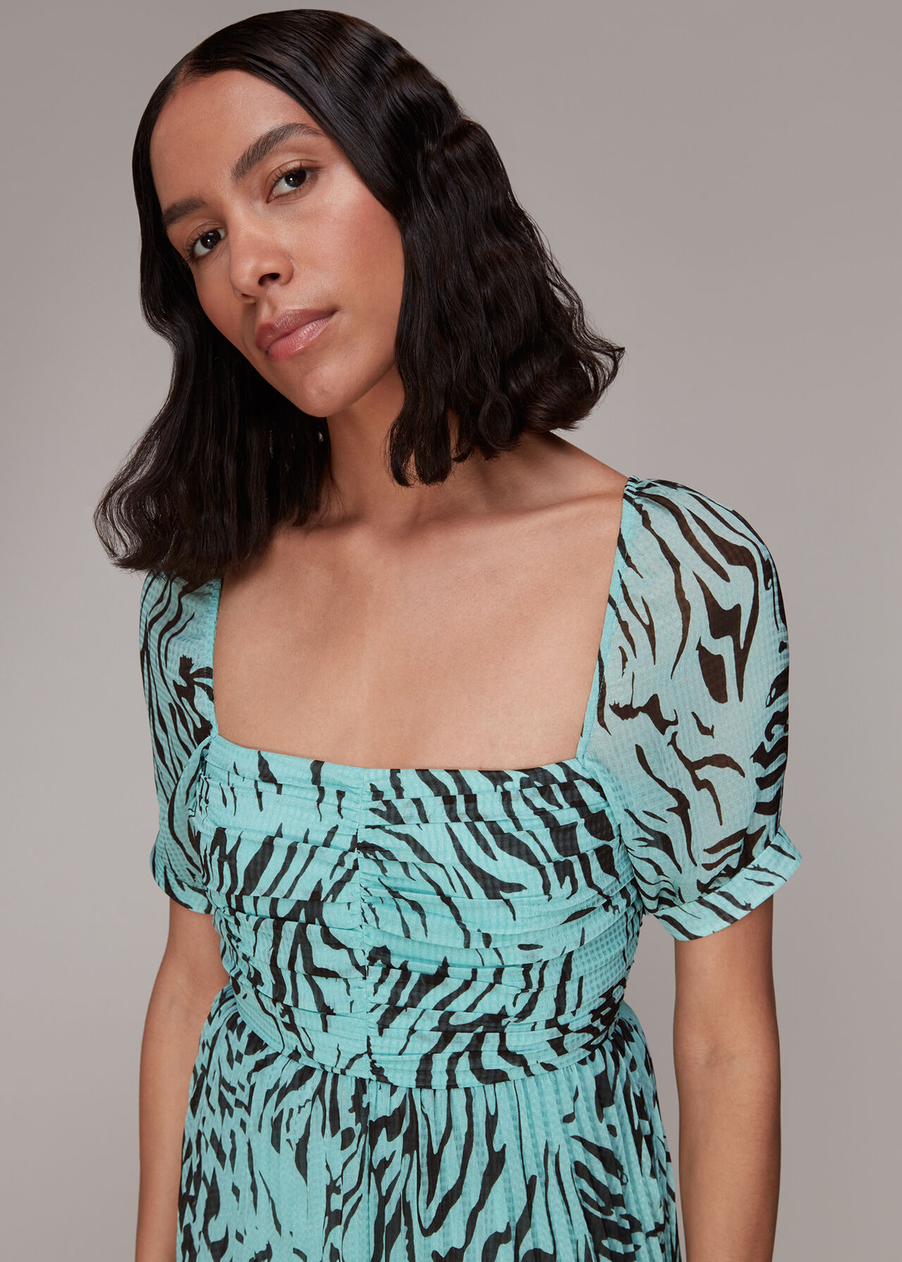 Midnight Tiger Pleated Dress
