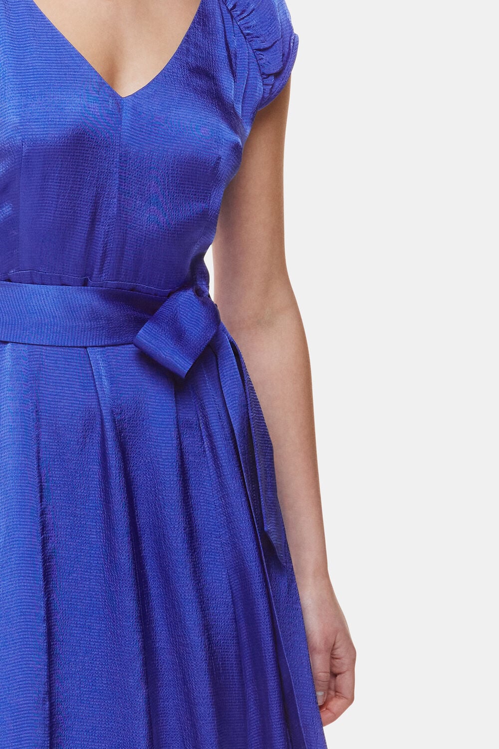 Cobalt Blue Arie Hammered Satin Midi Dress