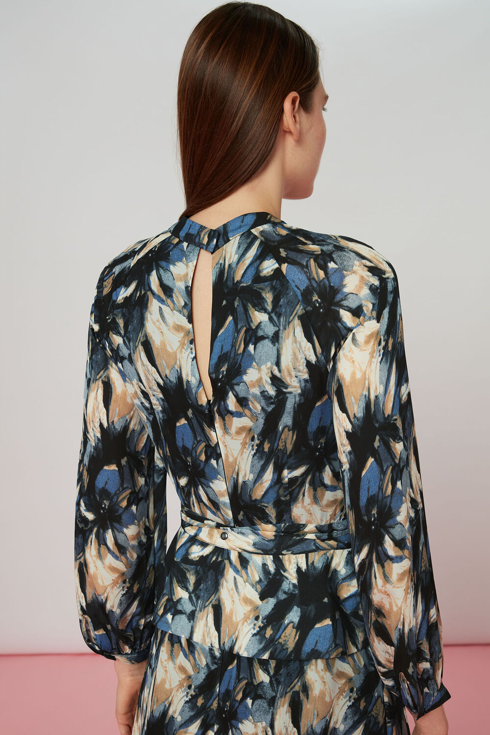 Storm Floral Silk Belted Dress