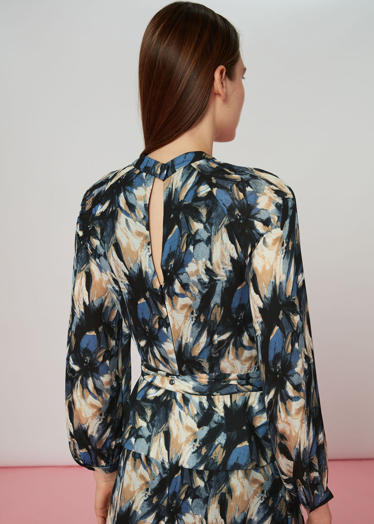 Storm Floral Silk Belted Dress