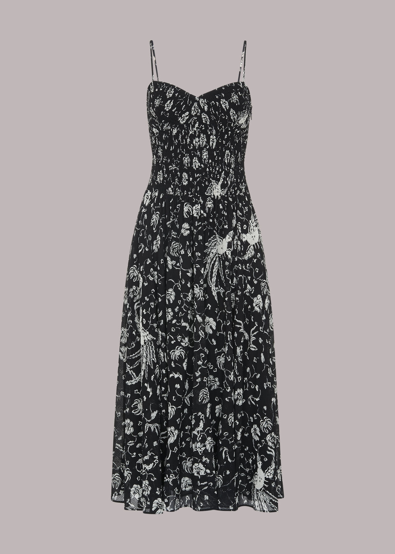 Amelie Bird Silk Mix Dress