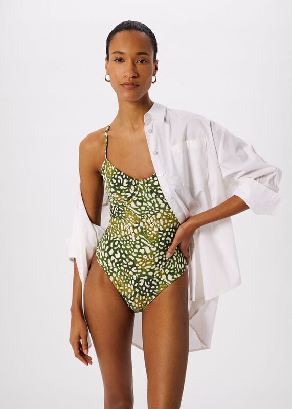 Green Animal Underwire Swimsuit