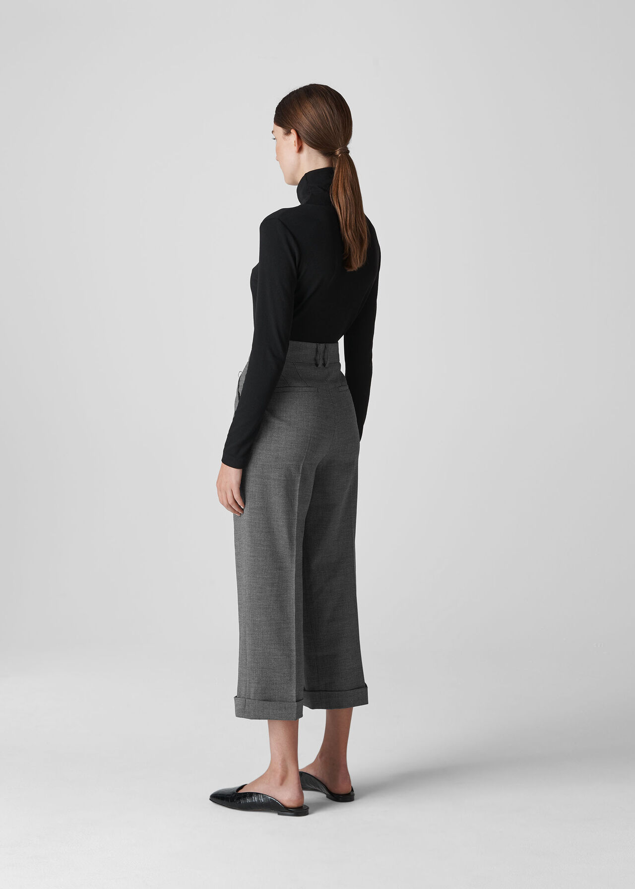 Turn Up Crop Trouser Grey