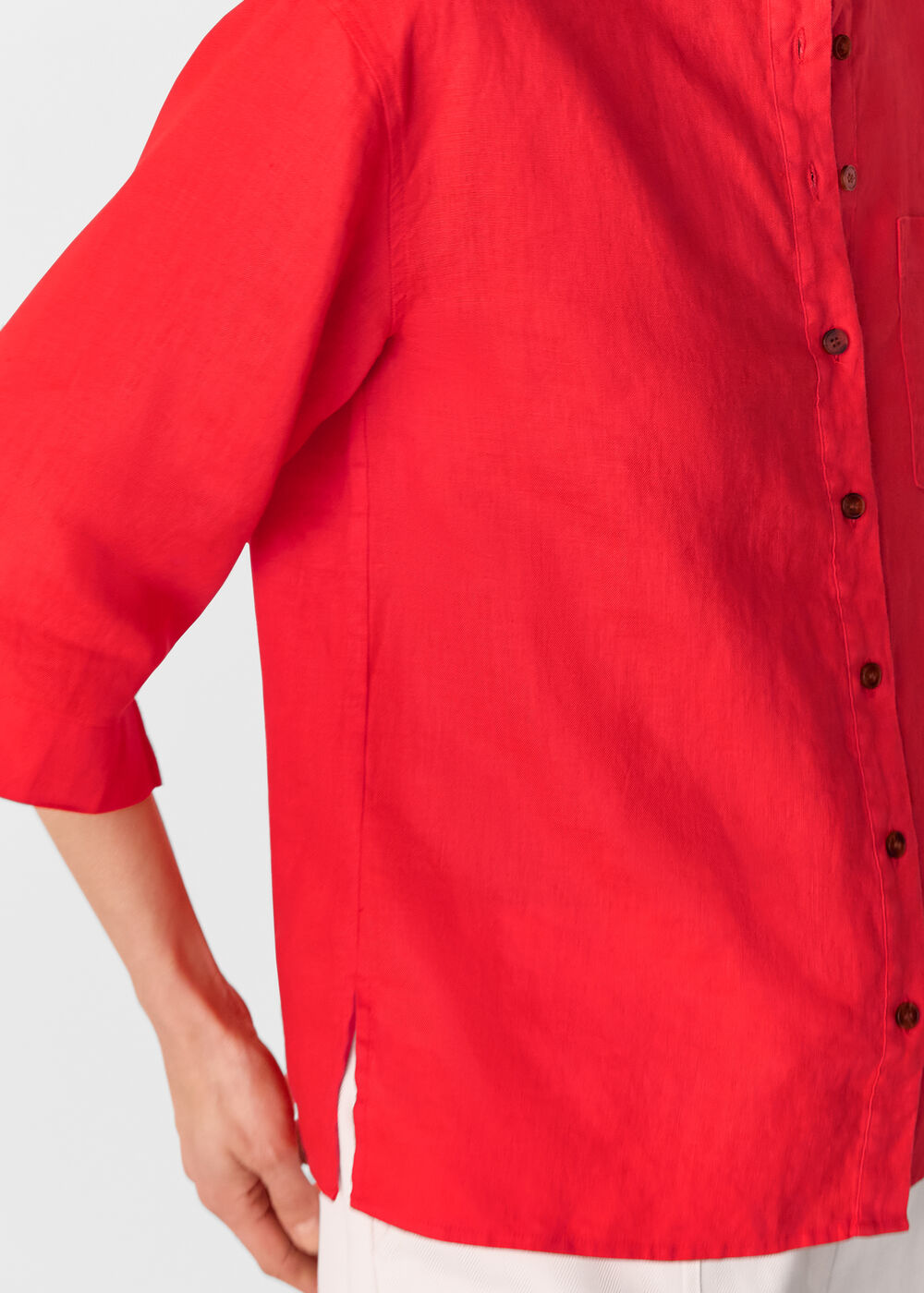 Linen Grandad Collar Shirt