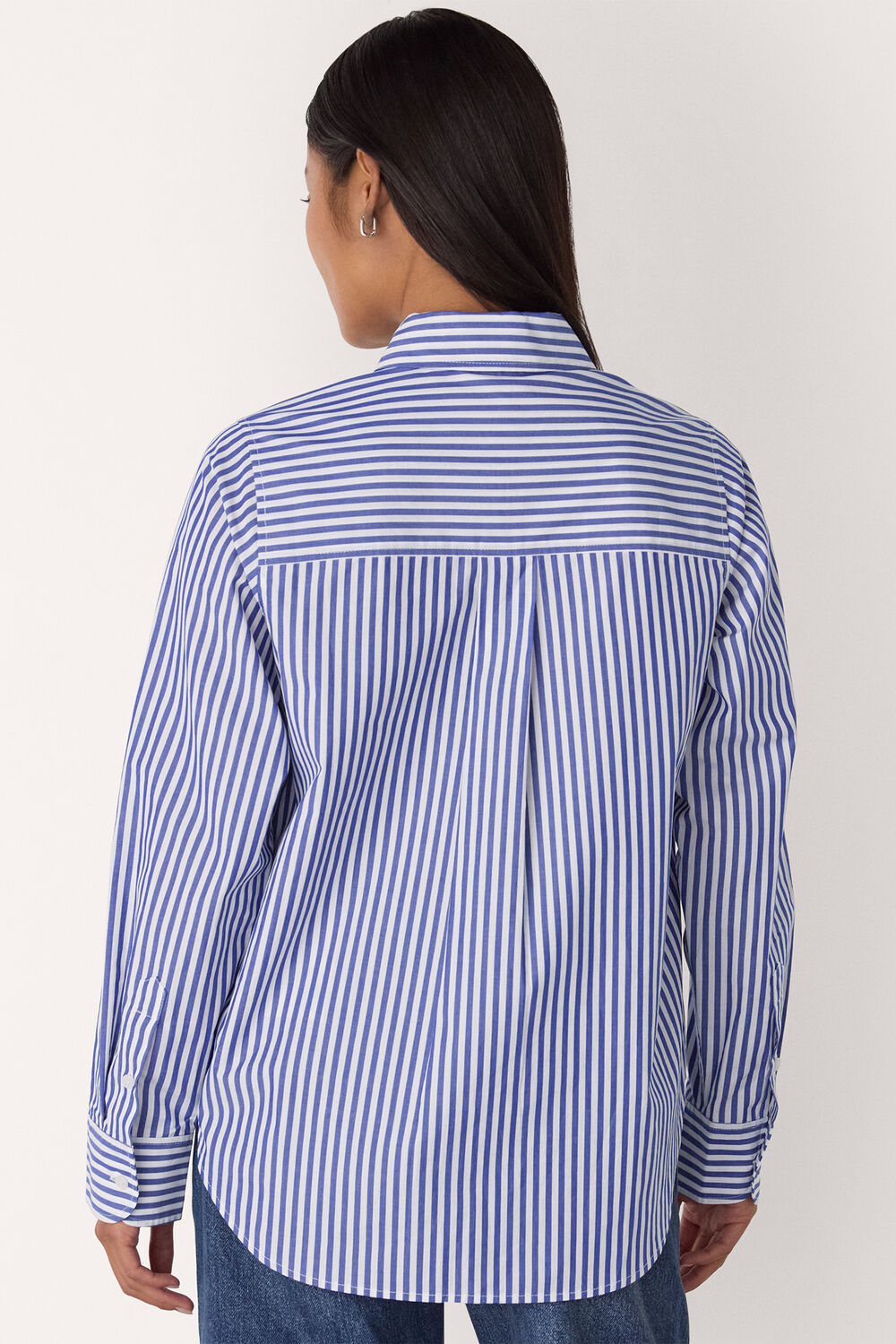 Blue Petite Relaxed Fit Stripe Shirt