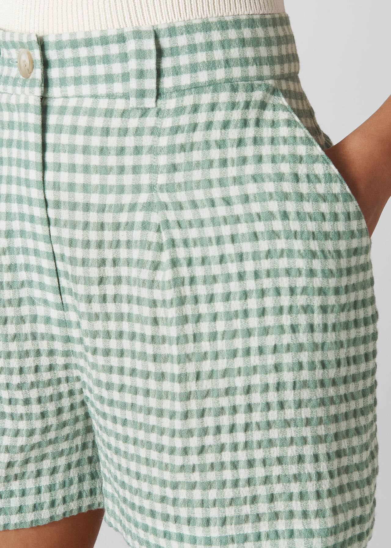 Gingham Turn Up Short Green/Multi