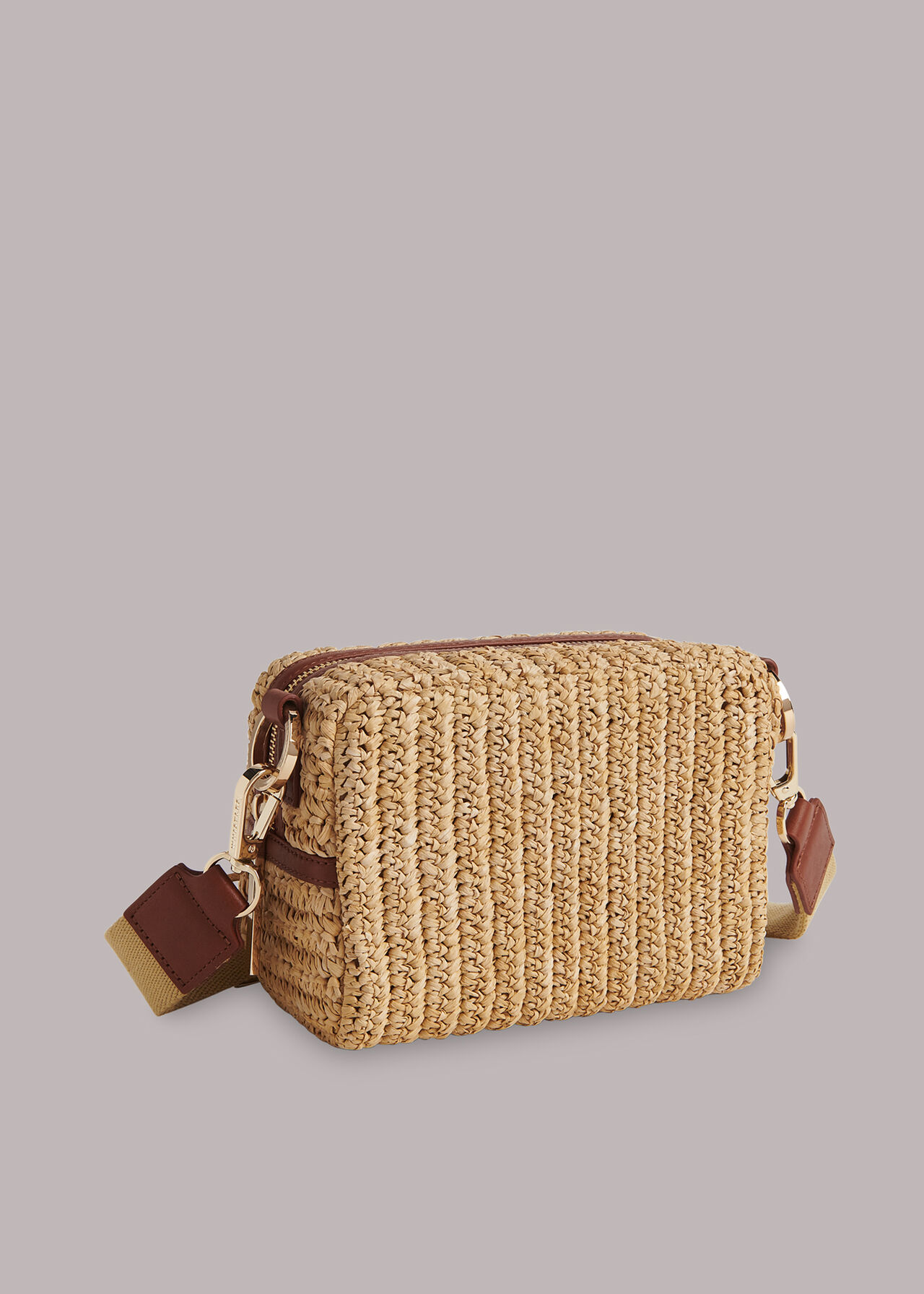 Neutral Straw Bibi Crossbody Bag WHISTLES Whistles