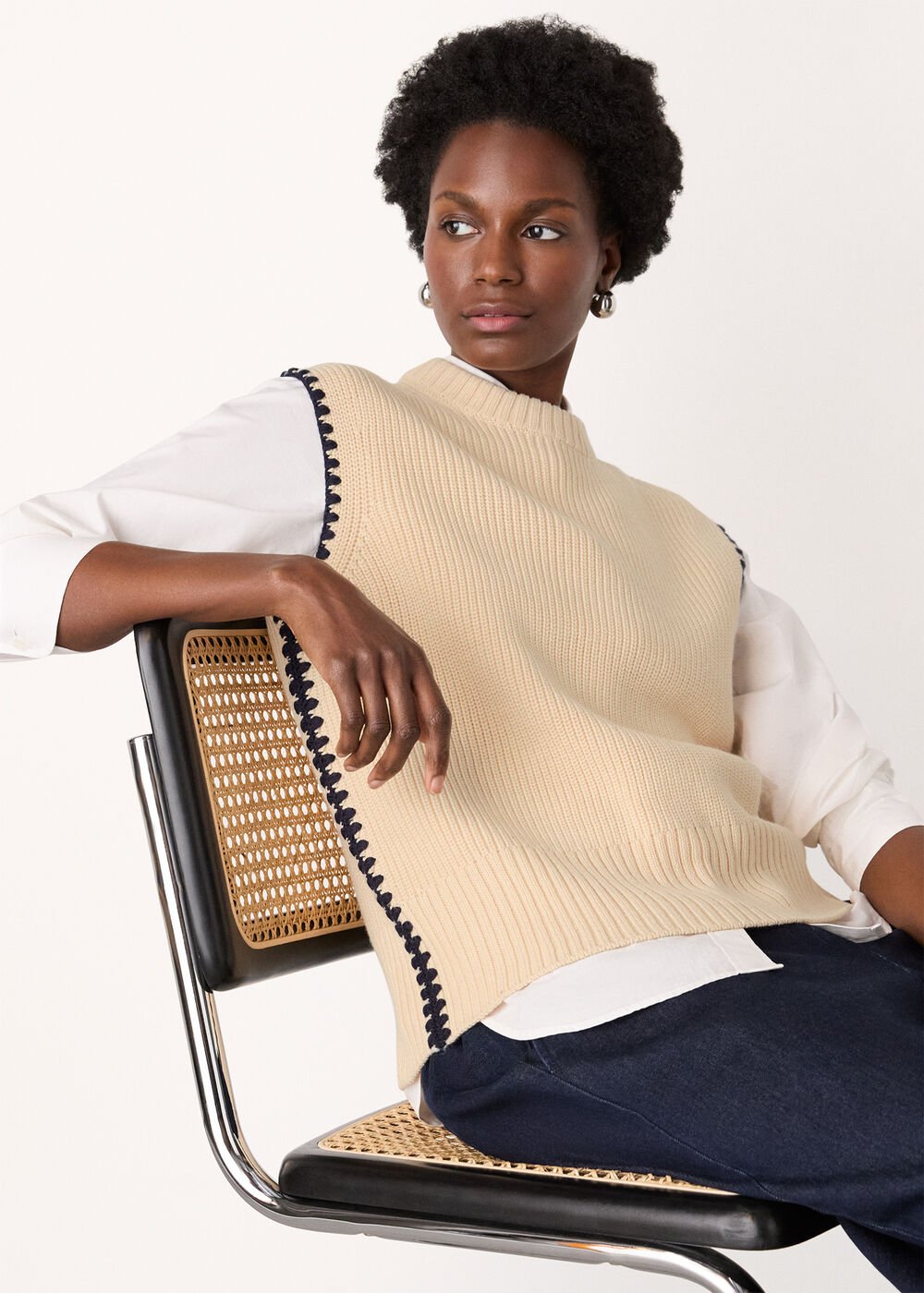 Blanket Stitch Wool Mix Tank