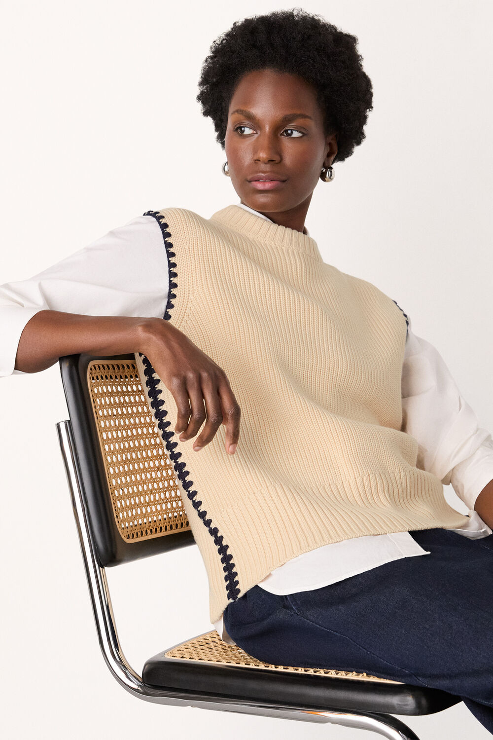 Blanket Stitch Wool Mix Tank