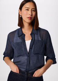 Grid Print Sheer Shirt