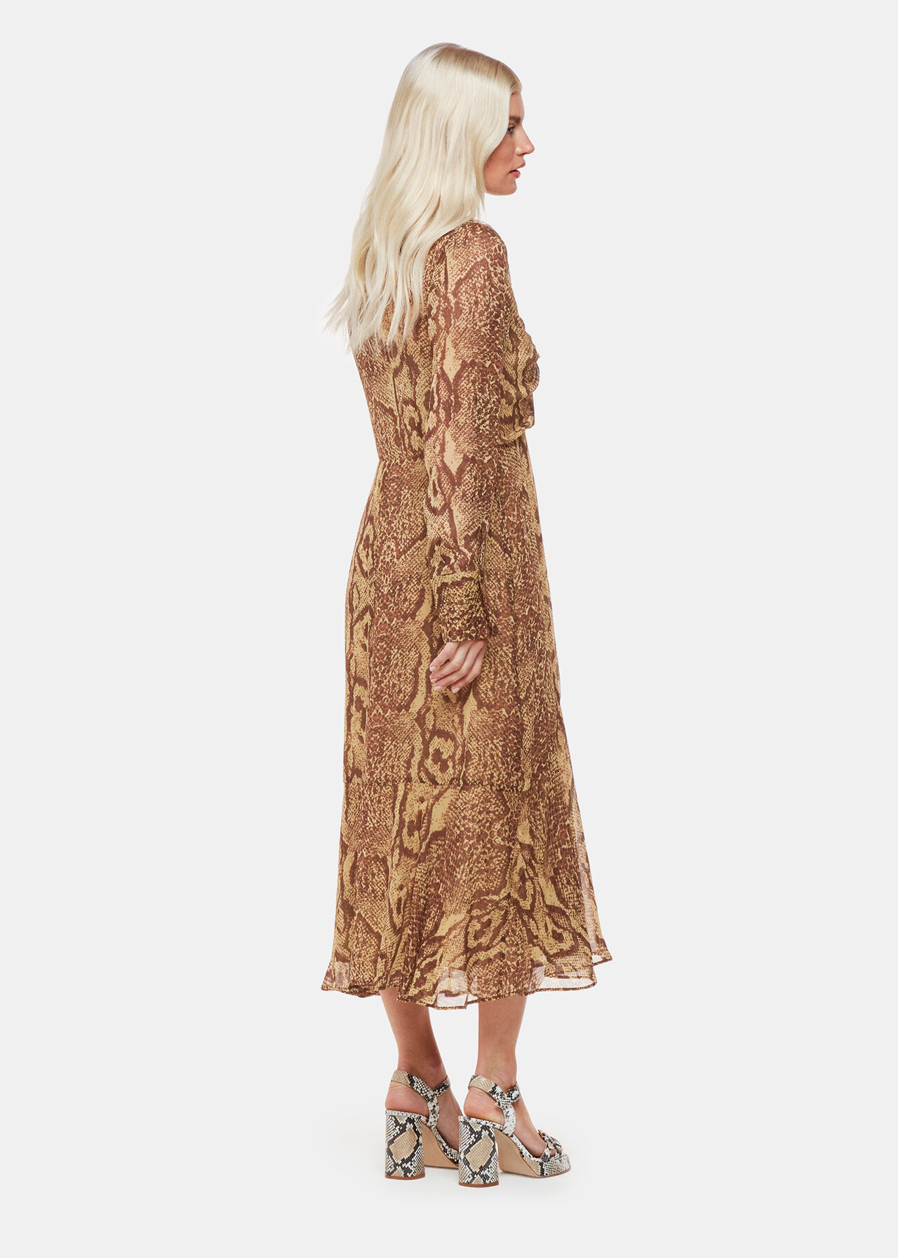 Petite Serpent Print Midi Dress