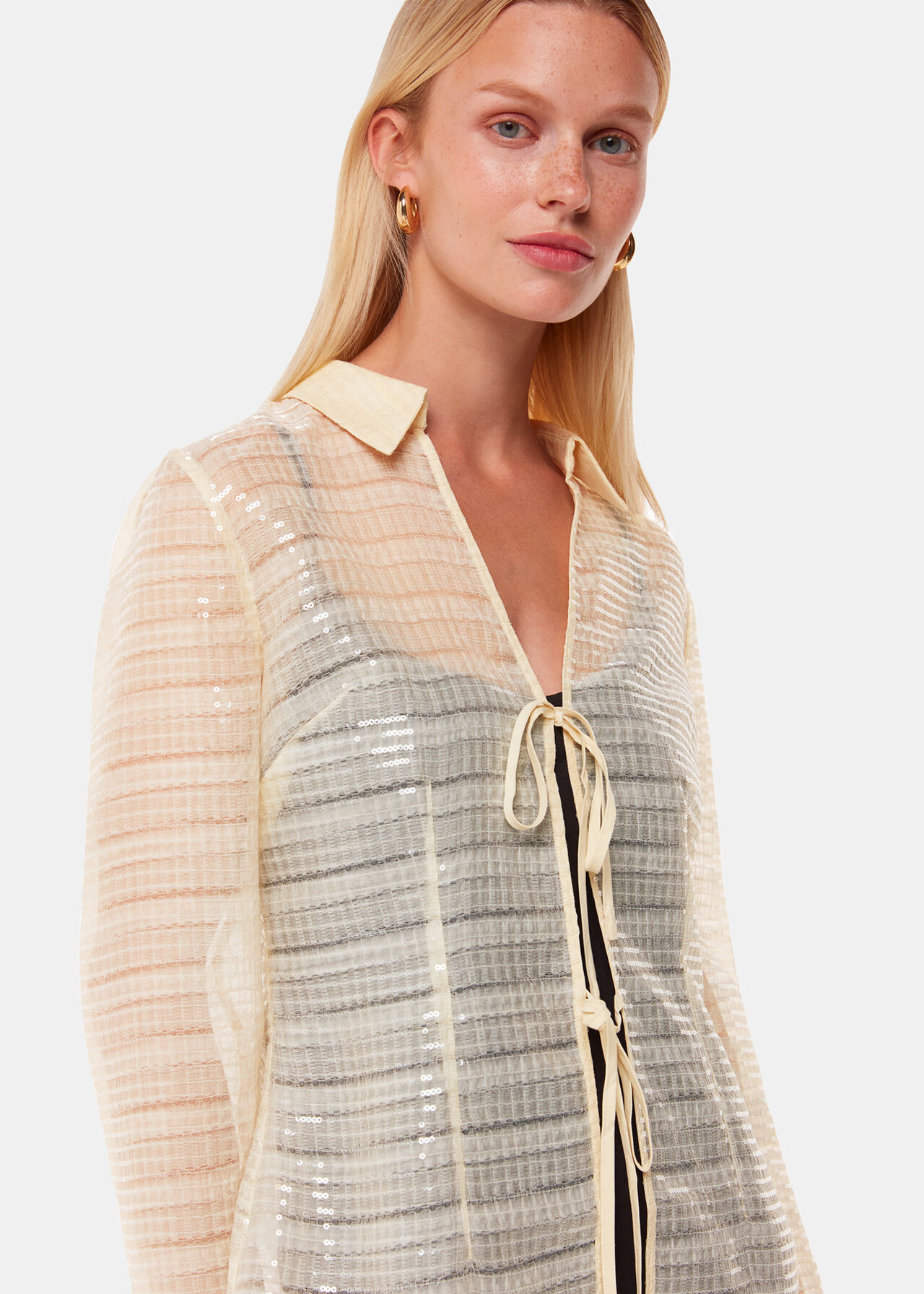 Sequin Tie Front Top