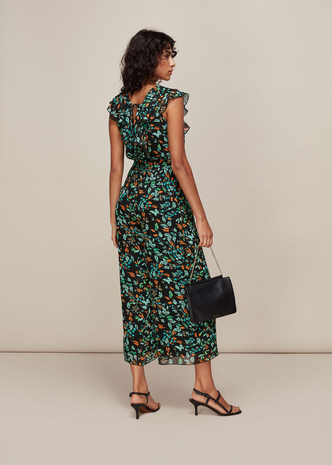 Forest Floral Print Jumpsuit Black/Multi