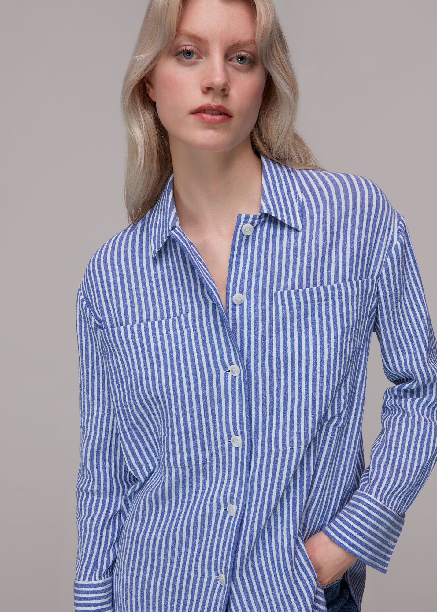 Blue/Multi Mollie Stripe Overshirt 