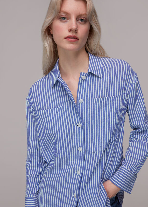 Blue Mollie Stripe Overshirt