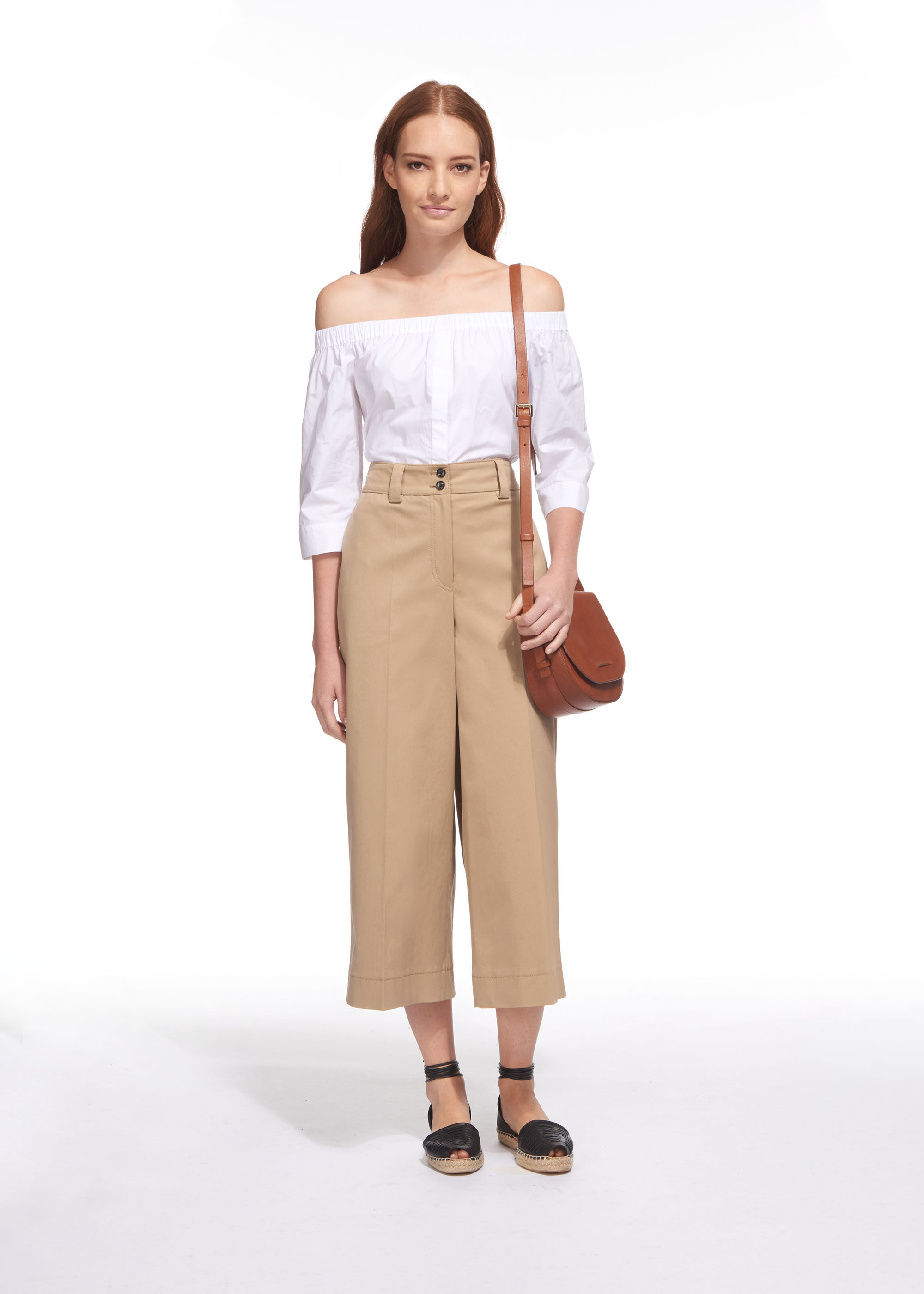 Beige online cropped trousers