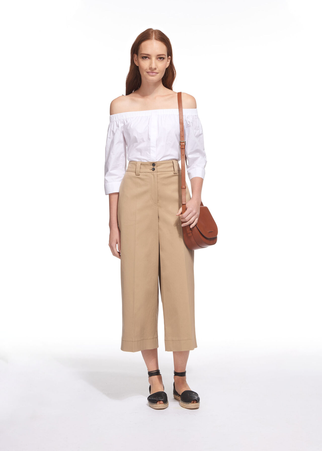 Cotton Wide Leg Trouser, Beige, WHISTLES