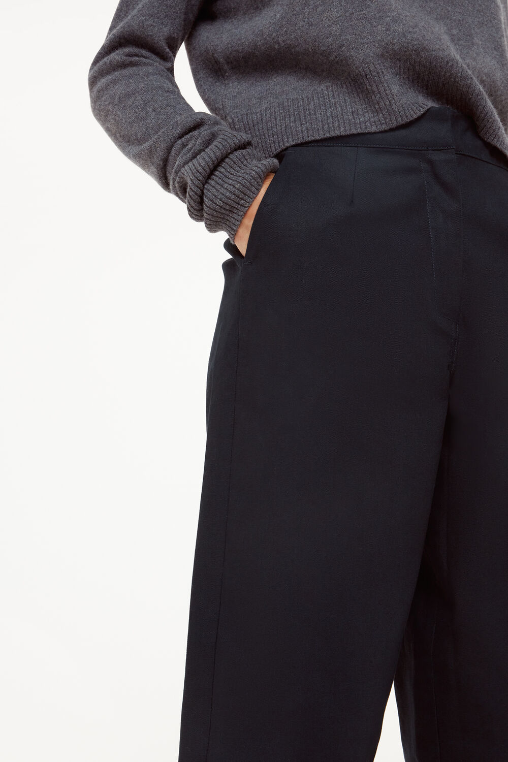 Navy Petite Carla Barrel Cotton Trouser