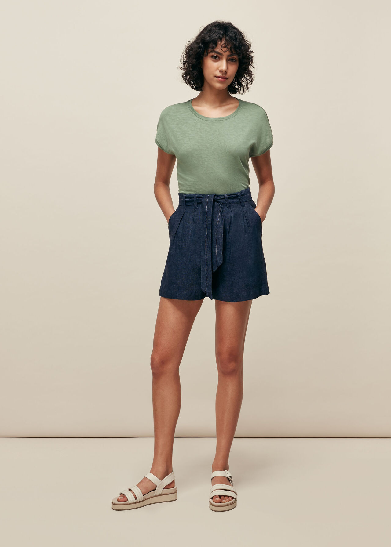 Indigo Linen Short